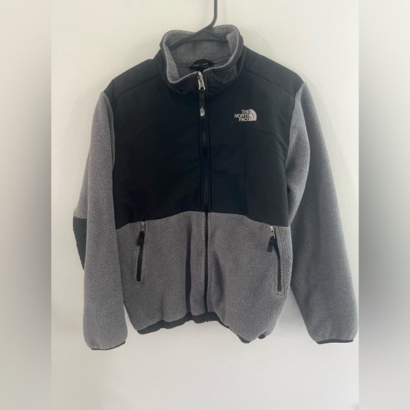 The North Face‎ Youth XL Fleece Jacket Warm Full Zip Up Fuzzy Gray Black - Picture 1 of 5